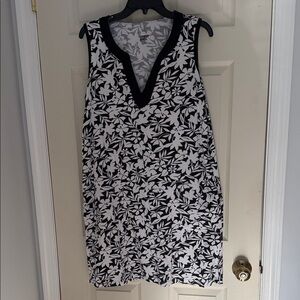 Lands' End Monochrome Floral Sleeveless Dress